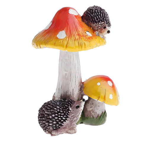 muamax fairy mushroom ornament with hedgehogs for outdoor garden charm.
