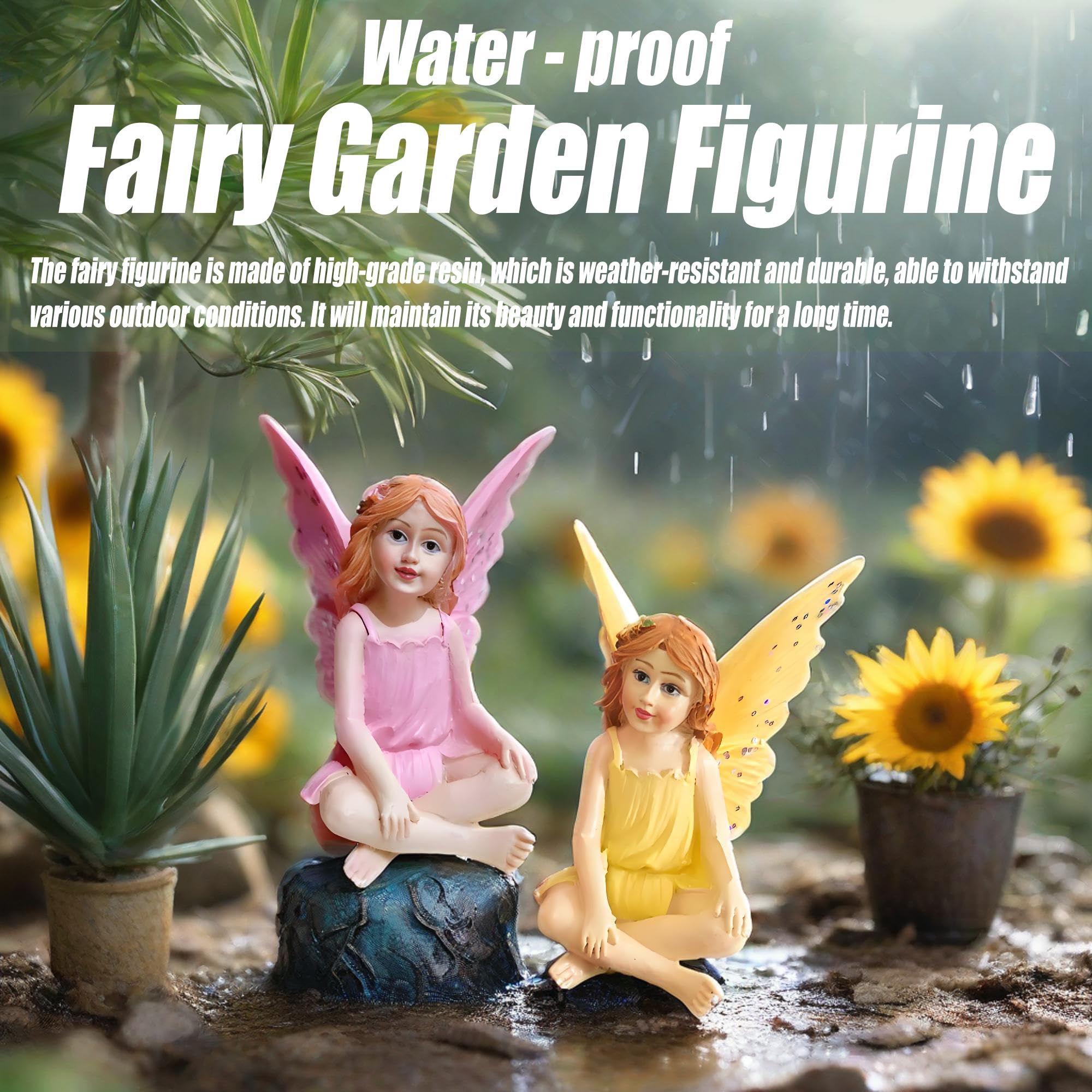 MUAMAX resin fairy figures, two-piece, perfect starter kit for miniature gardens.