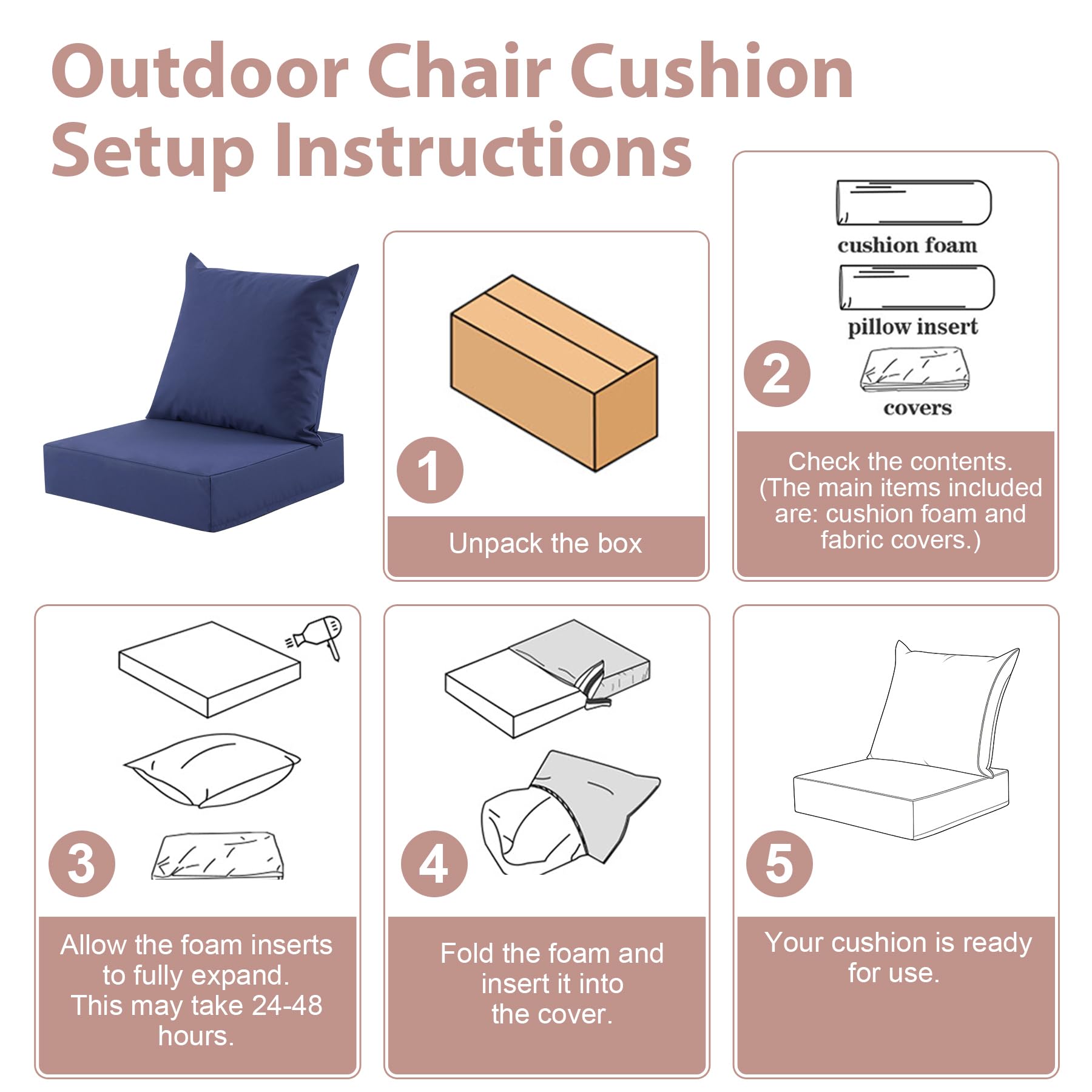 MuaMelop cushions on a patio setup ready for relaxed outdoor lounging