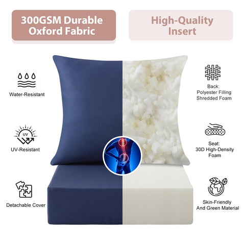 MuaMelop cushion with tie straps secures cushions on chairs