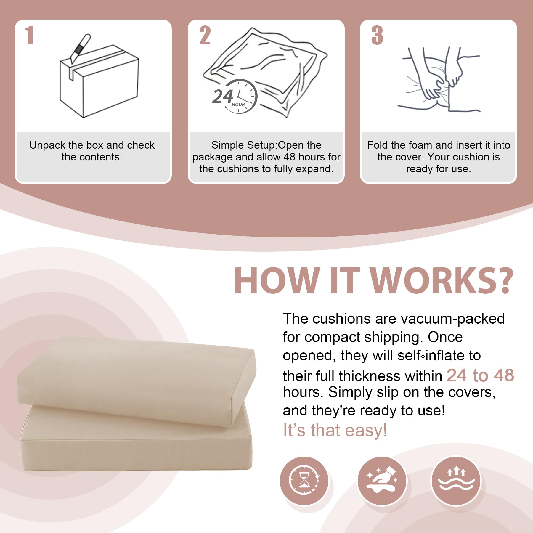 Muamelop vacuum-packaged cushions arrive compact for safe transit