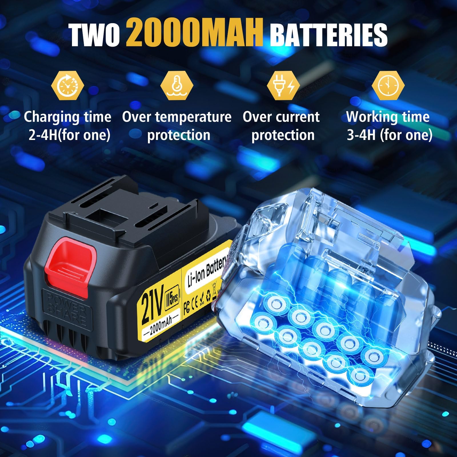 MuatCtarom 21v-2x2000mah battery pack powers long pruning sessions.