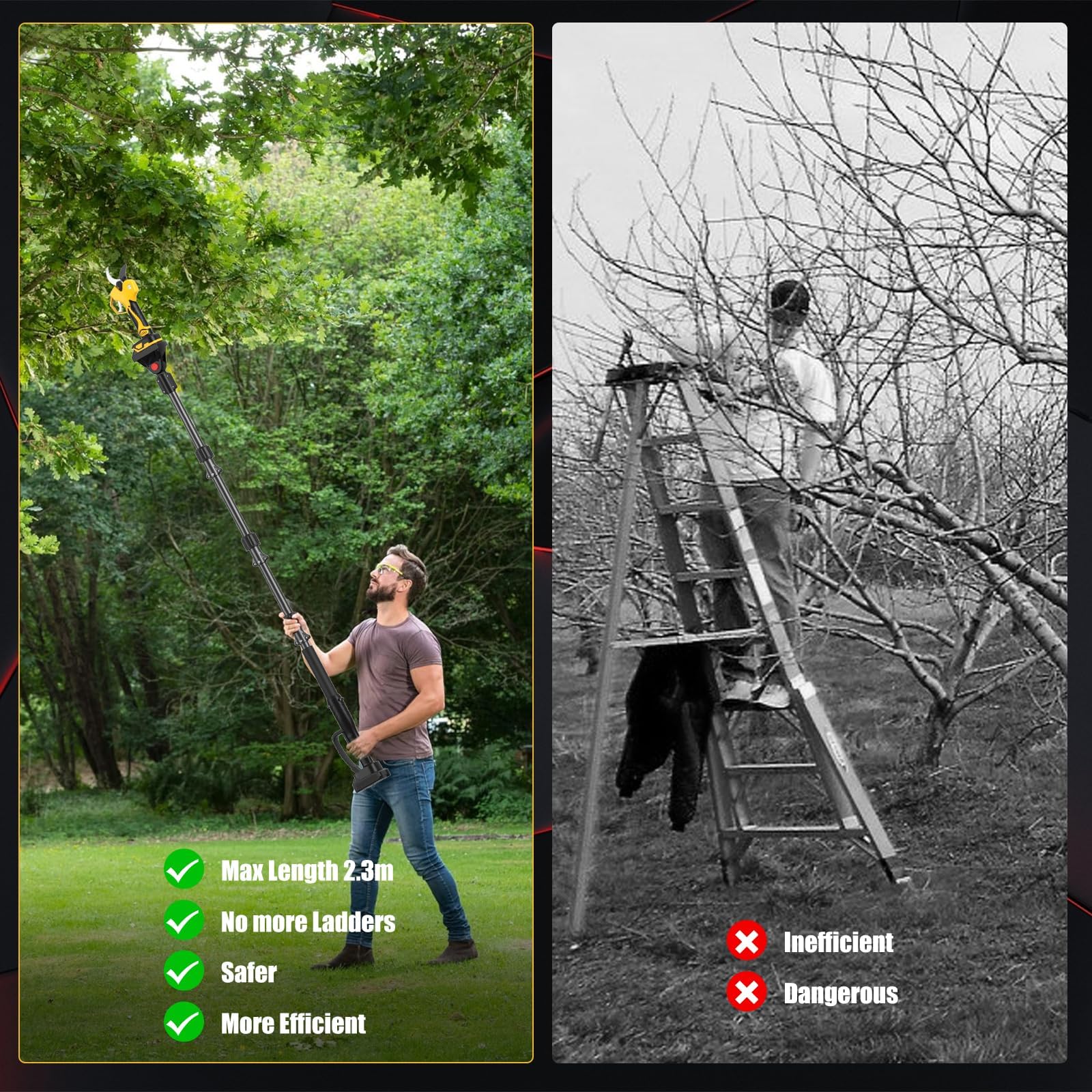 MuatCtarom brushless motor pruning tool delivers powerful cuts for efficient pruning.