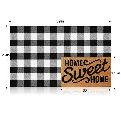 MUBIN buffalo plaid rug entryway base ideal for layered decor.
