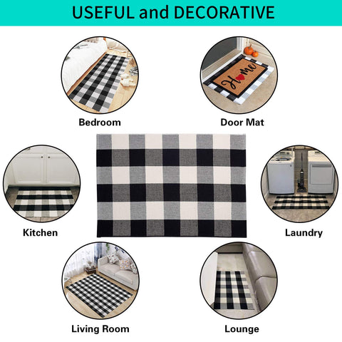 MUBIN buffalo plaid rug in entryway setting for a welcoming charm.