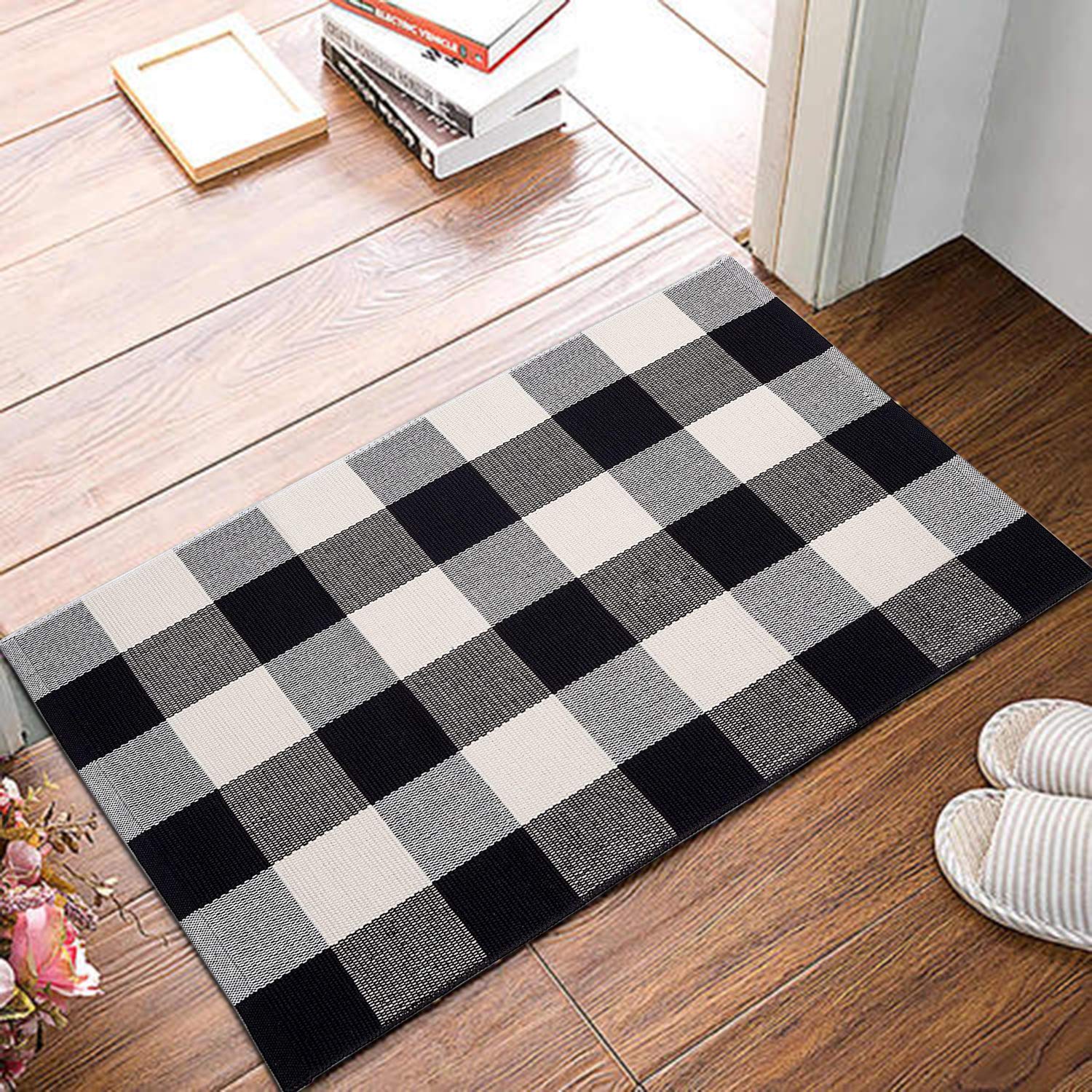 MUBIN rug in living room corner adds cozy farmhouse texture.