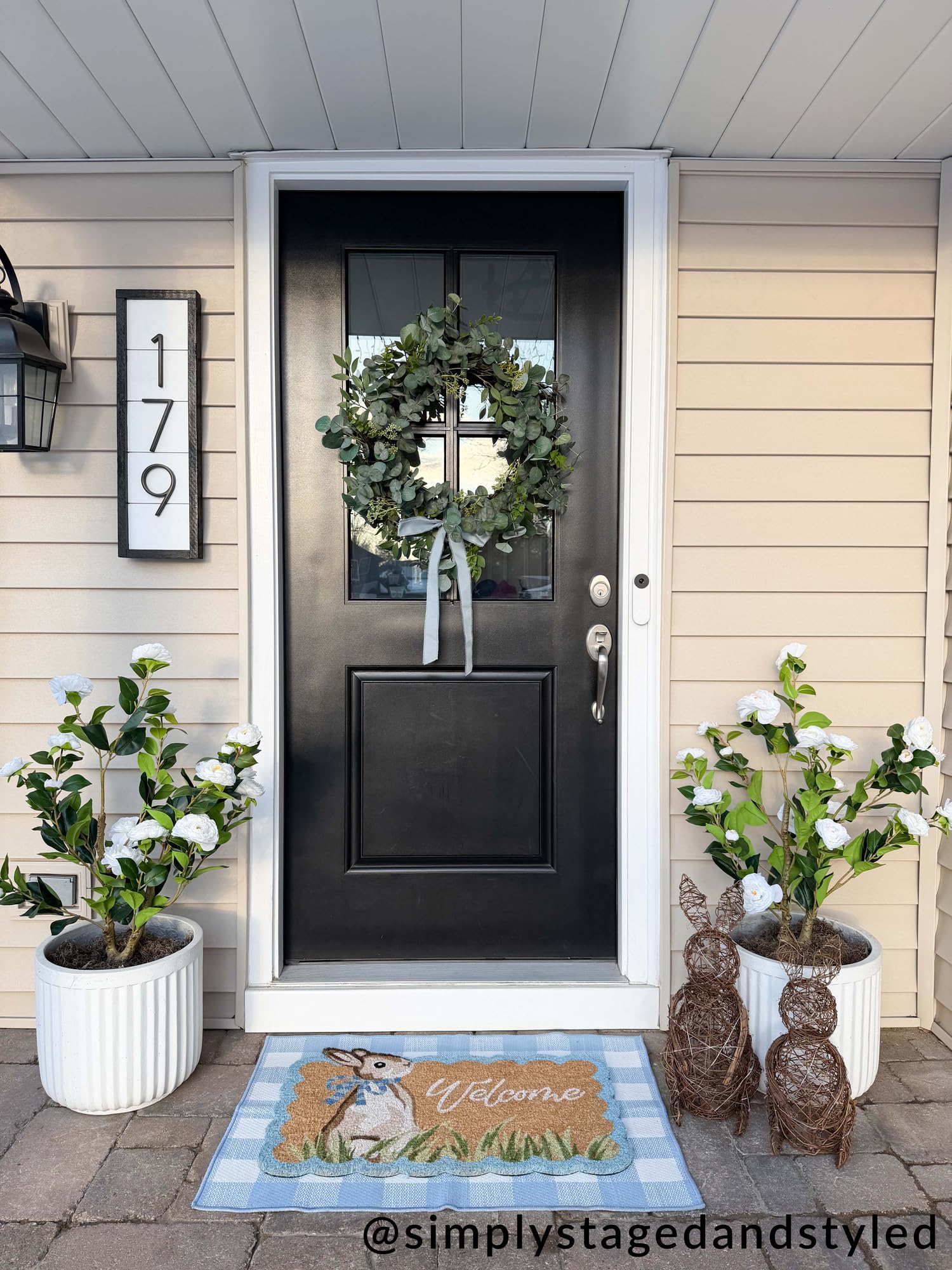 Mud Pie Easter Bunny motif mat suits porches needing a welcoming touch.