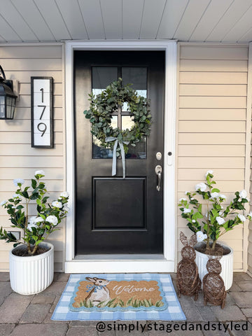 Mud Pie Easter Bunny motif mat suits porches needing a welcoming touch.