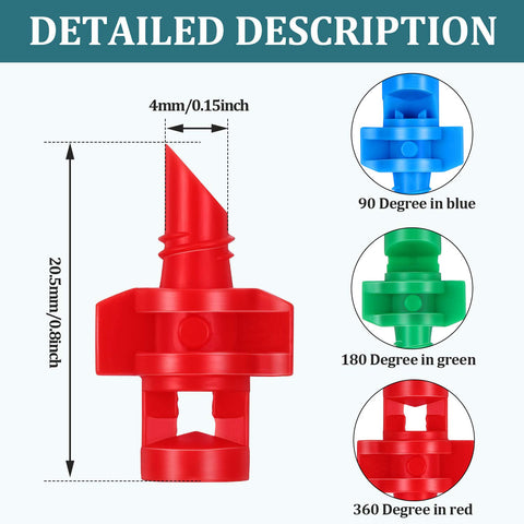 Mudder 180-degree green misting nozzle for even coverage across lawns and beds.