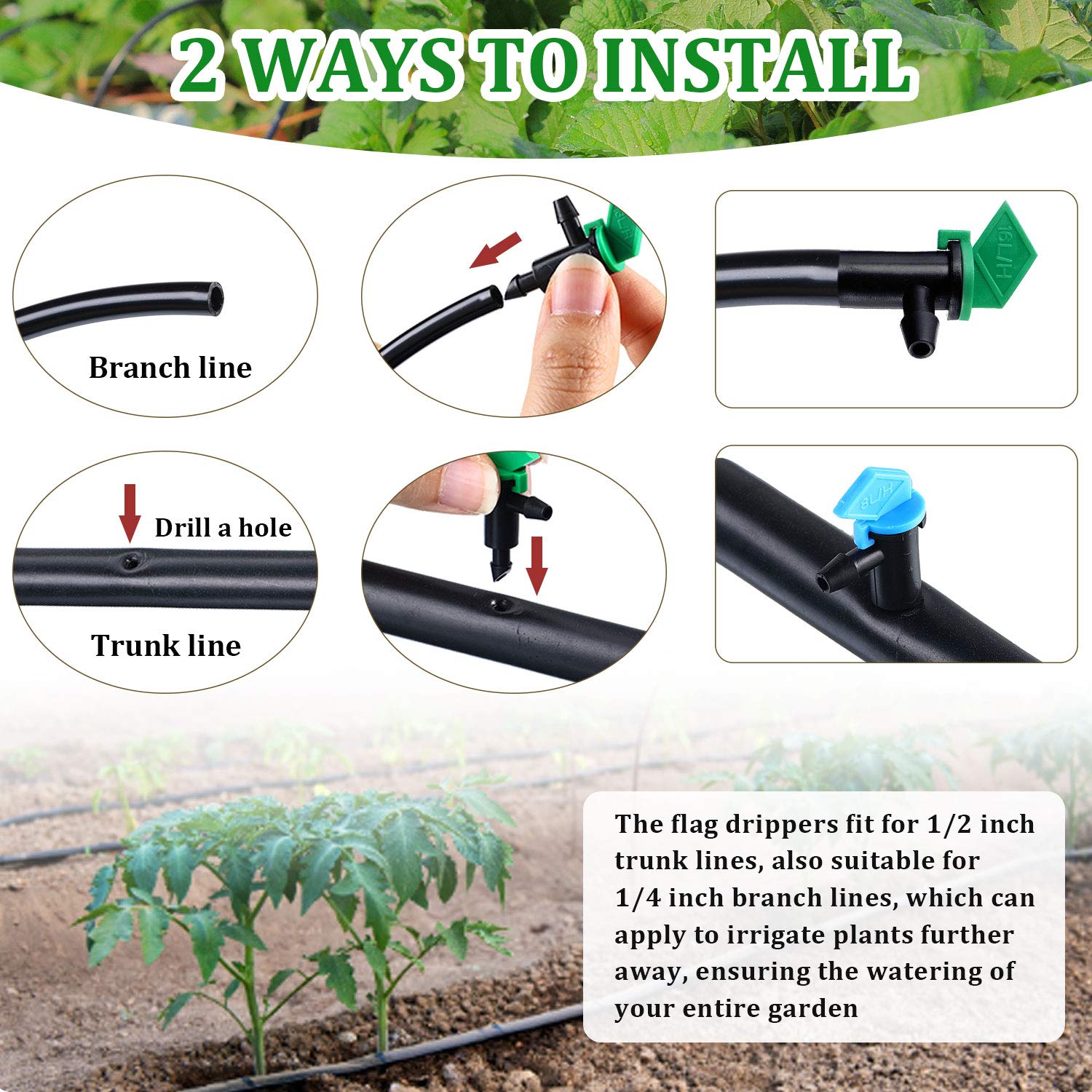 Mudder 2 GPH emitter flag ideal for medium moisture beds