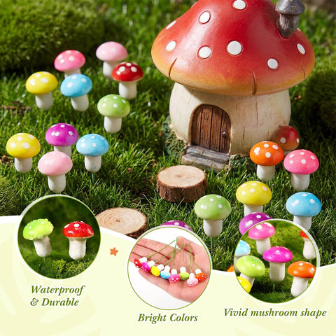 Mudder blue foam mushroom enhances dollhouse garden micro-scenes and crafts.