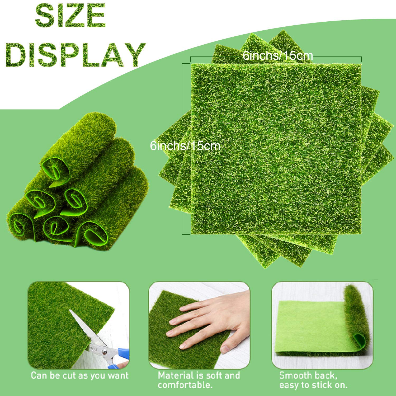 Mudder artificial grass turf miniature ideal for dollhouse decor and tiny landscapes.