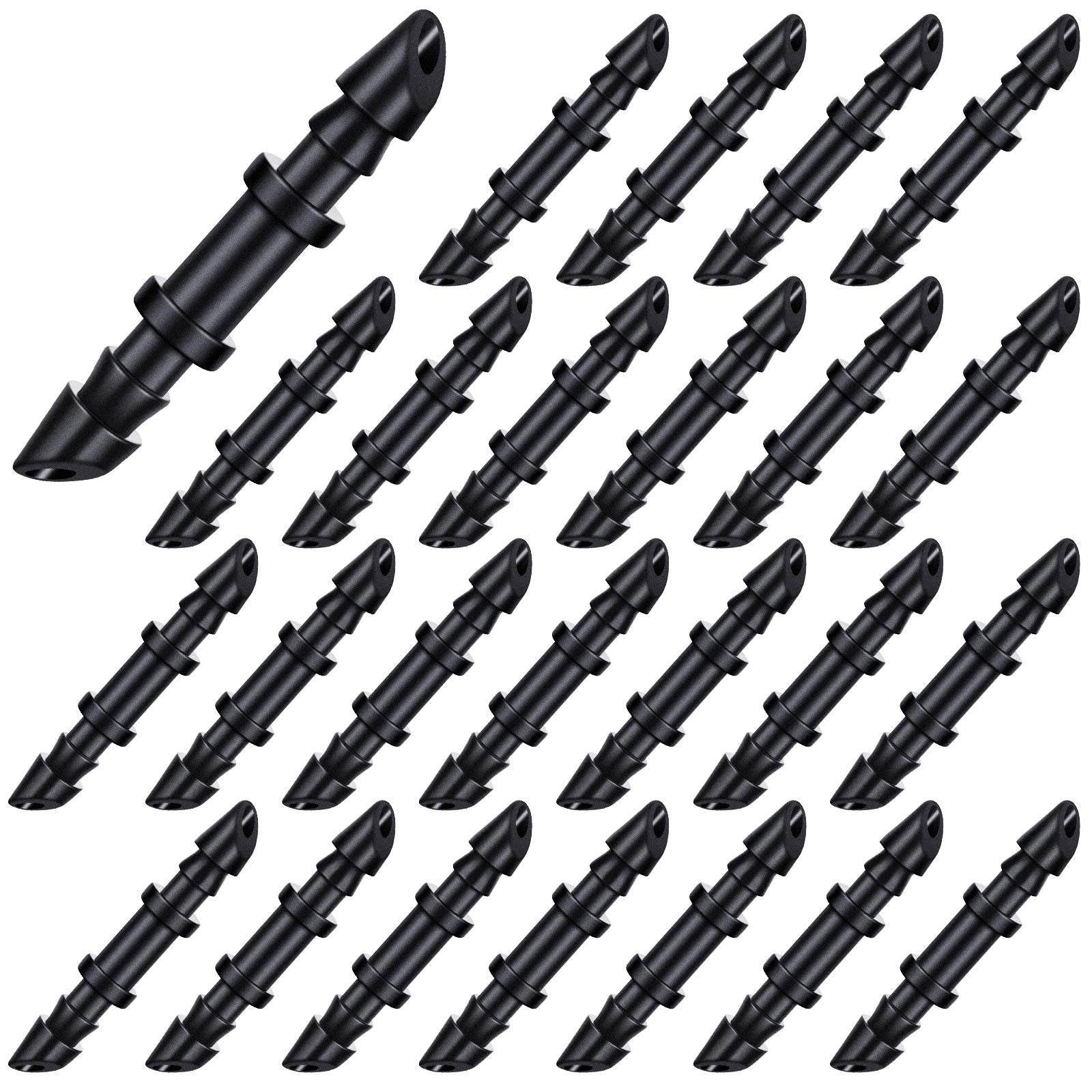 Mudder barbed connectors for 1/4-inch drip irrigation, ideal for quick garden tubing joins.