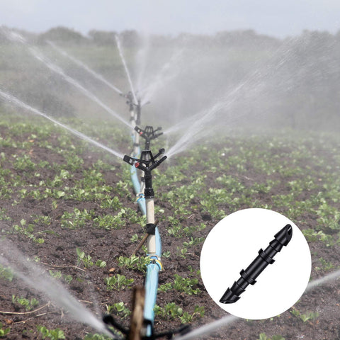 Mudder barbed couplings help fix drippers or nozzles at pipe ends.