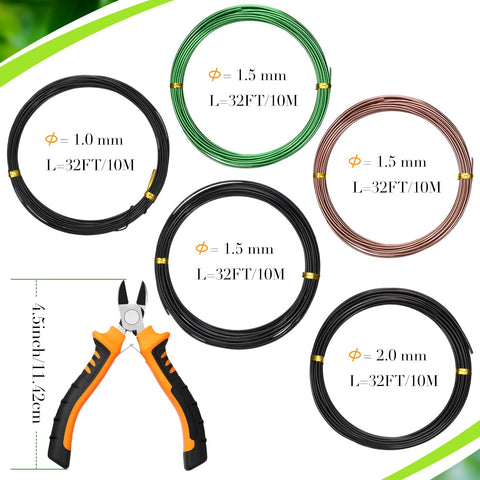 Mudder Bonsai Wire Black Roll for discreet shaping and rust resistance.