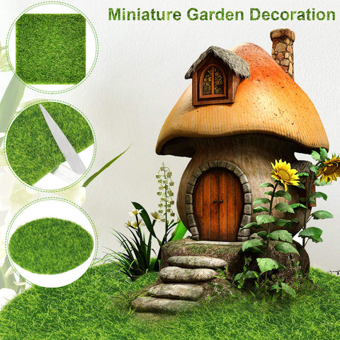 Mudder dollhouse lawn decor 6x6 inch showcasing lush faux turf details.