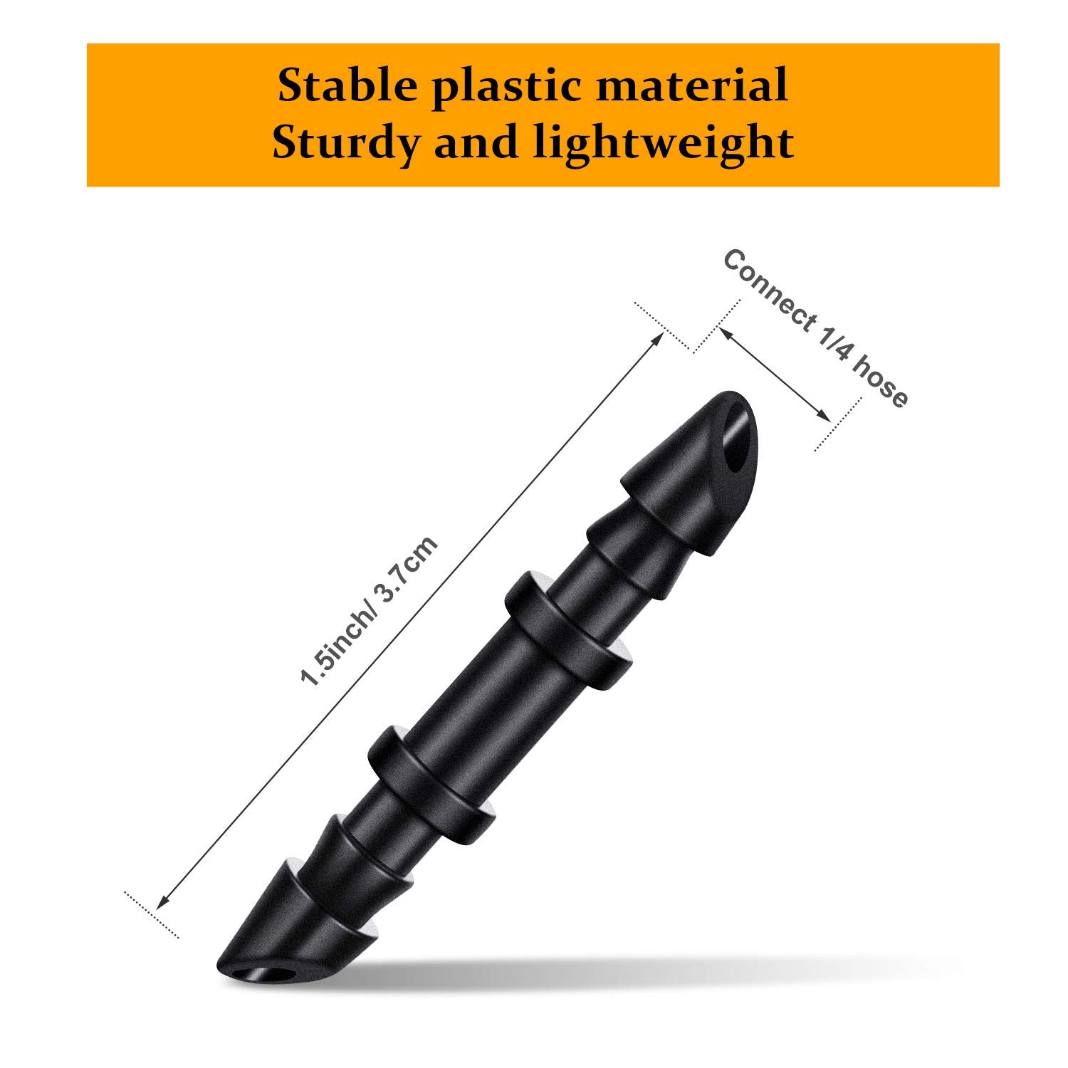 Mudder plastic barbed coupling fittings ensure a secure and water-resistant drip line connection.