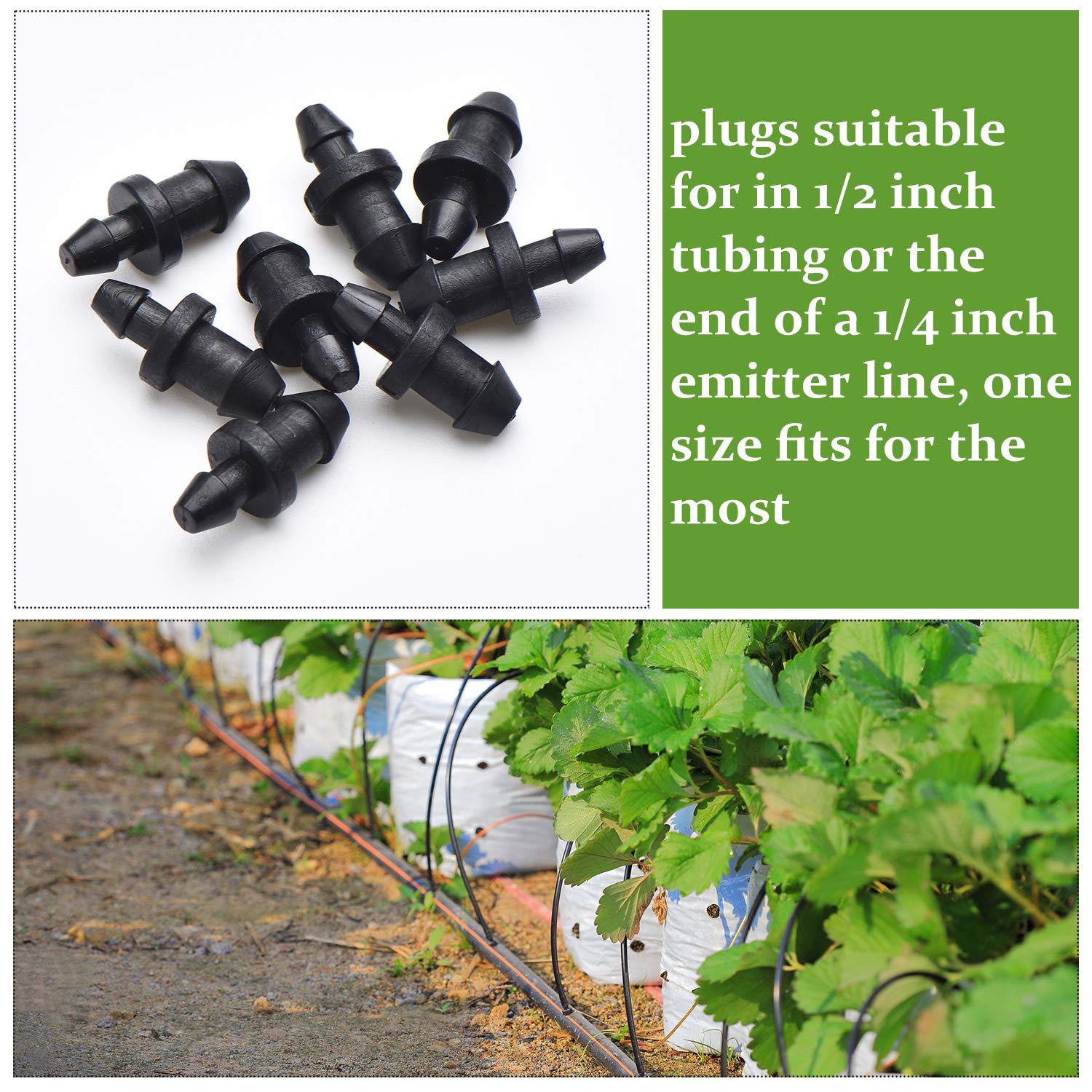Mudder end-cap hole plug for drip tubing, leak-free ends.
