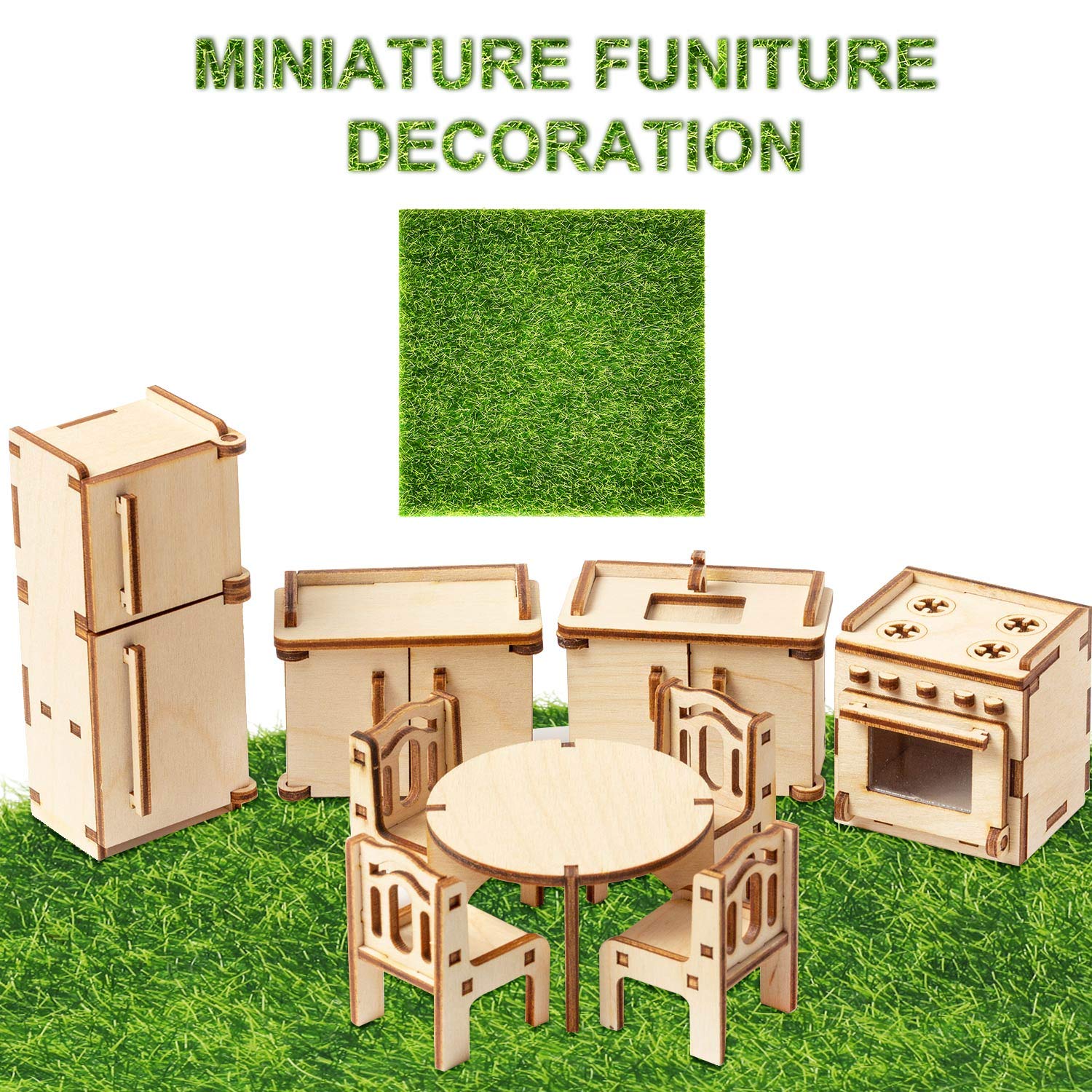 Mudder easy-attach grass pieces for quick mini garden setup.