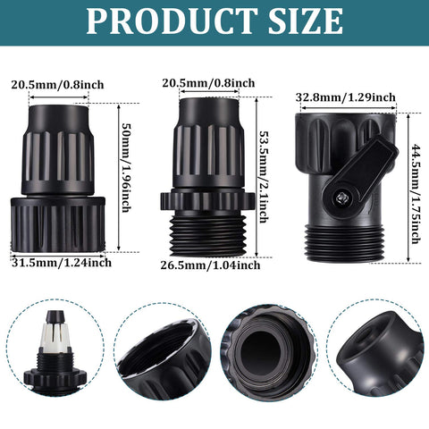 Mudder faucet adapter image highlights tool-free connection and secure hose compatibility.