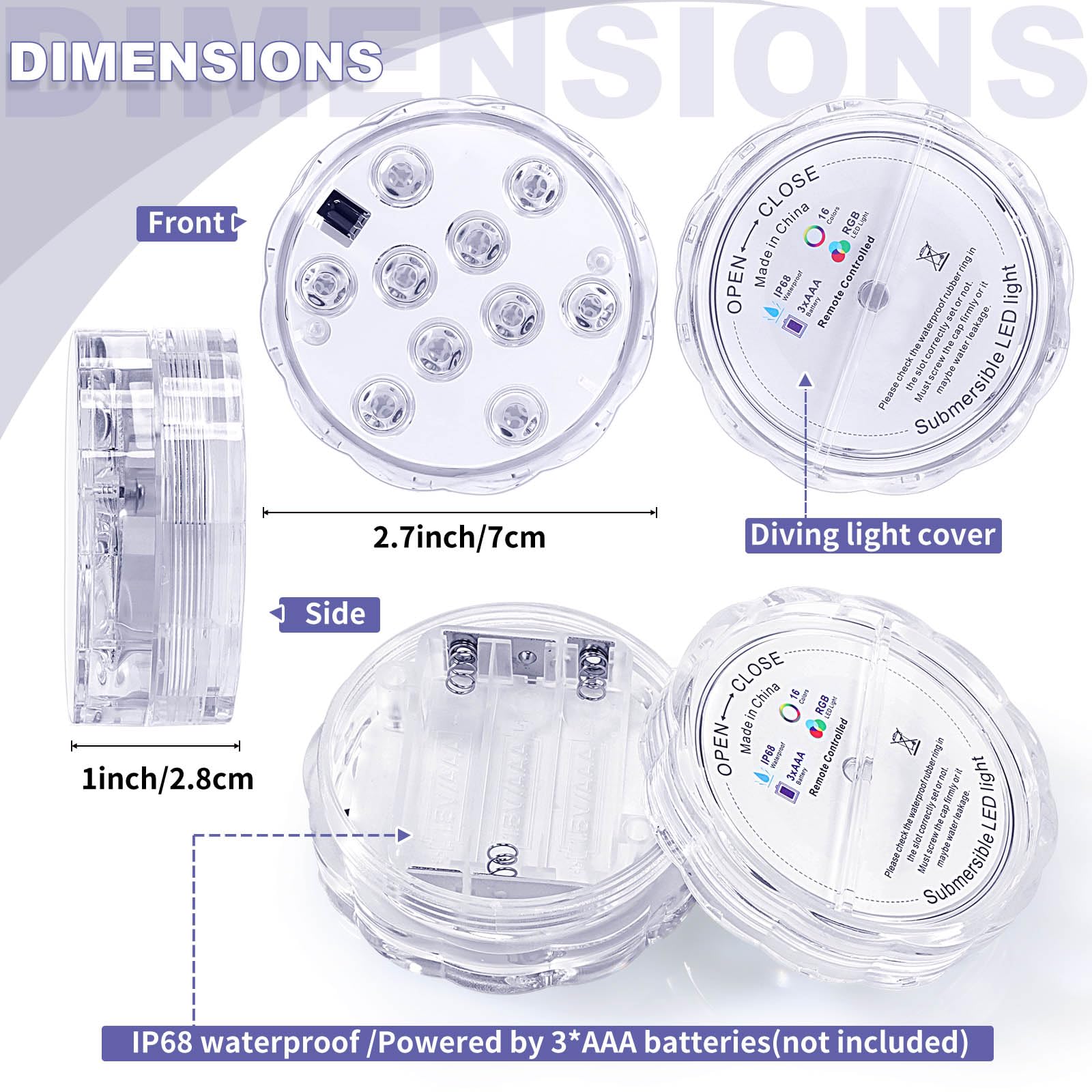 Mudder LED light with remote control showing 16 color options