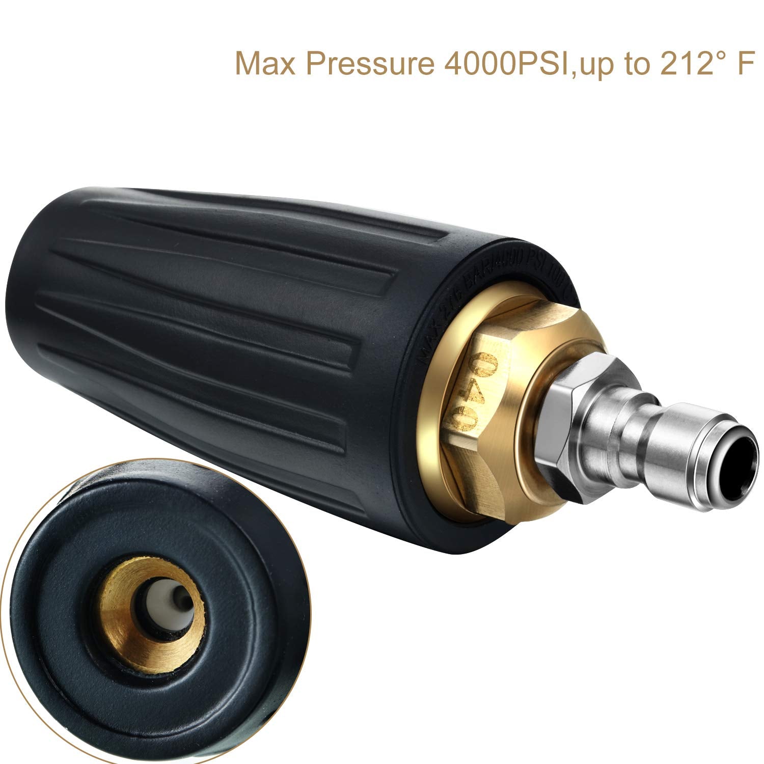 Mudder 0-degree tip for focused jet on stubborn stains.