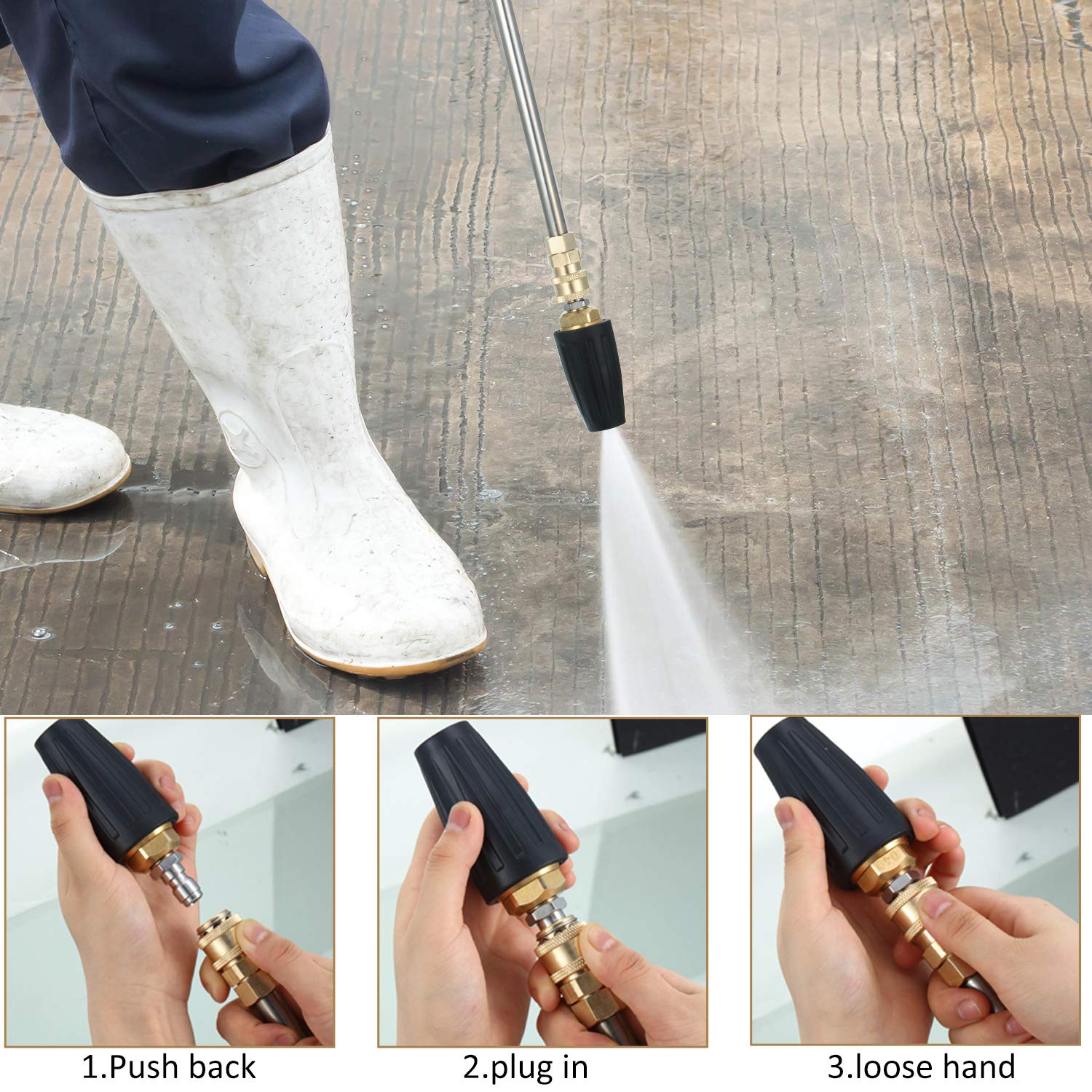 Mudder 40-degree tip for wide-area outdoor cleaning.