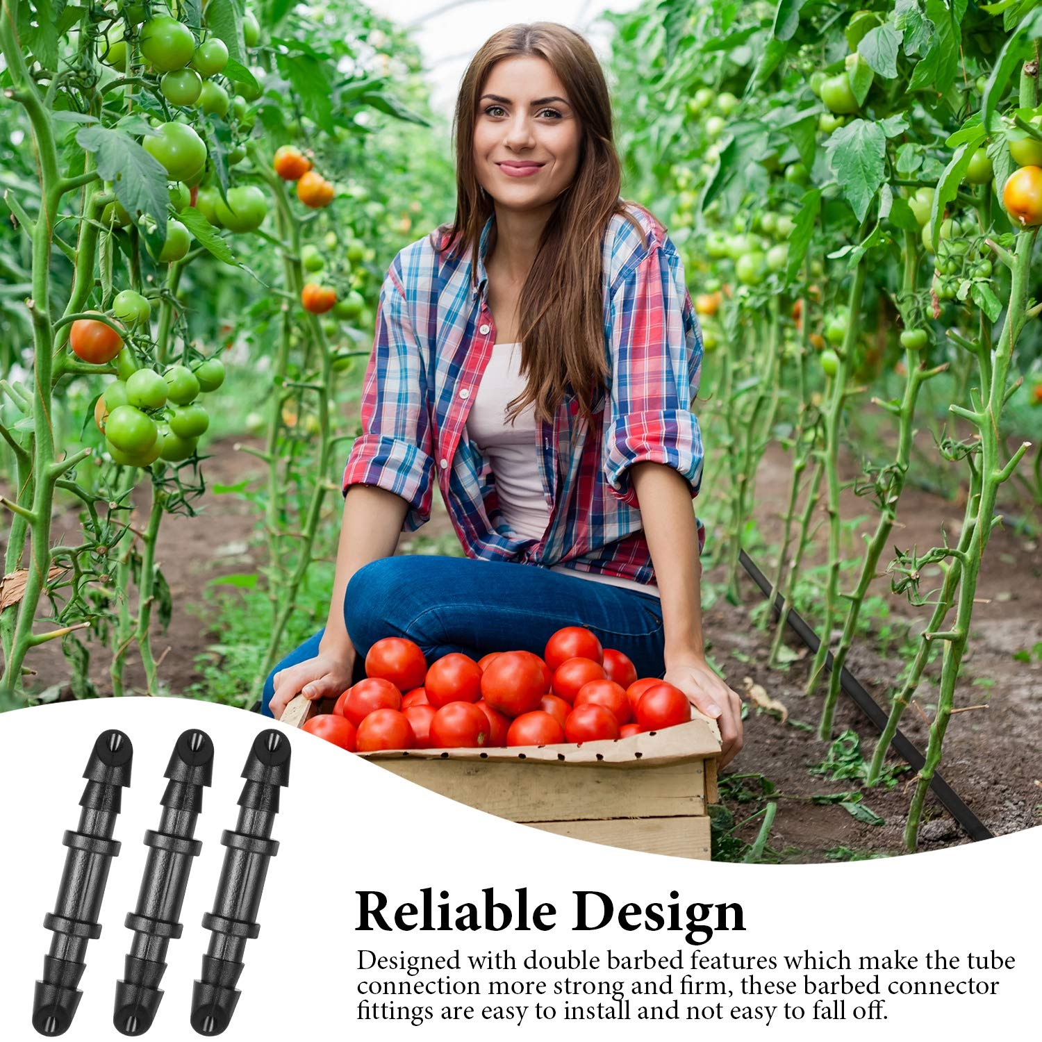 Durable Mudder 1/4 inch barbed connector for long-term drip irrigation