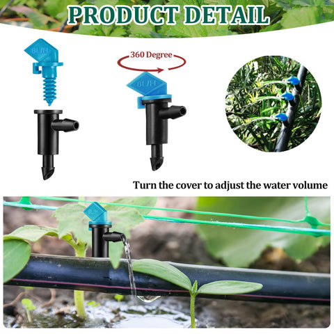 Mudder flag emitter watering trees and shrubs in landscape