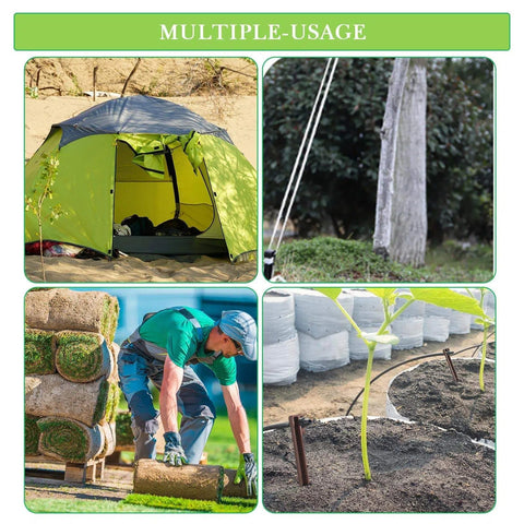 Mudder weed fabric stake brown secures garden fabric against wind and displacement