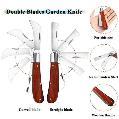 Mudder wooden-handle grafting knife offers comfortable grip during use.