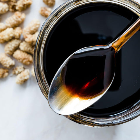 Muddy Pond Sorghum glaze for grilled vegetables and meats enhances savory dishes.