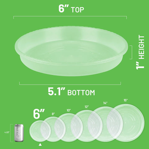 MUDEELA 6 inch plant saucer side view sturdy tray supports heavy pots