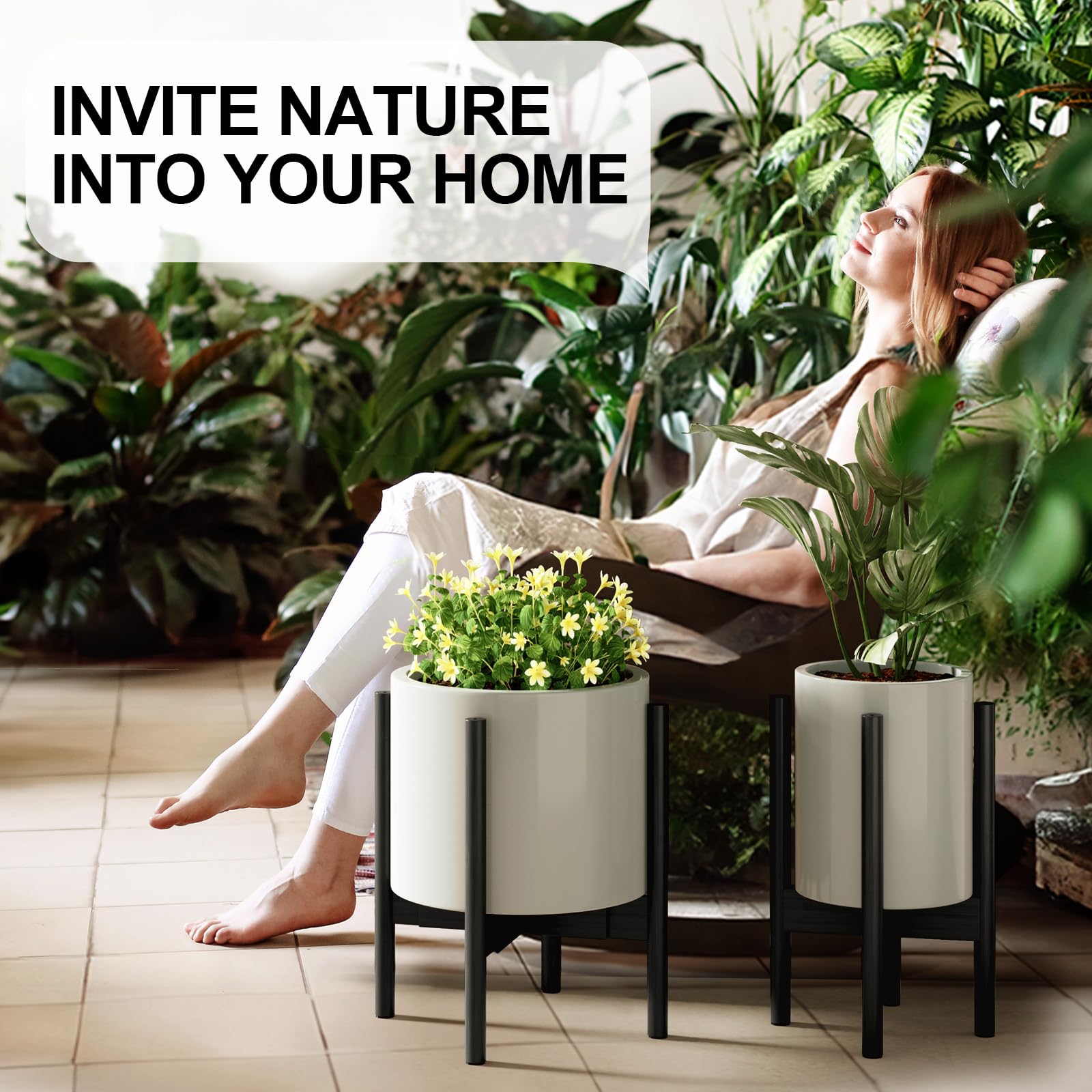 MUDEELA adjustable-width stand, fits 8–12 inch pots for versatile displays.