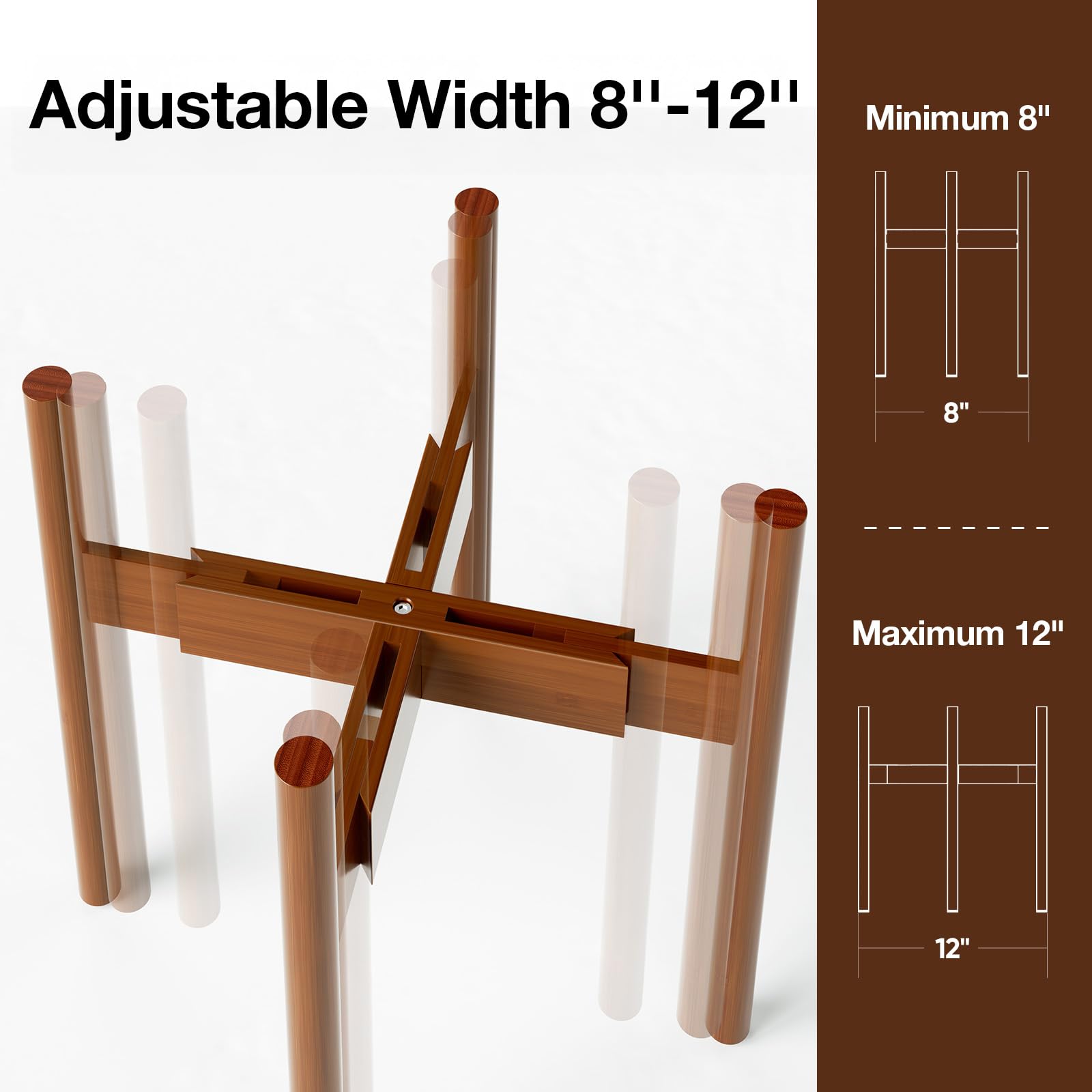 MUDEELA bamboo plant stand with sturdy base for heavy ceramic pots.