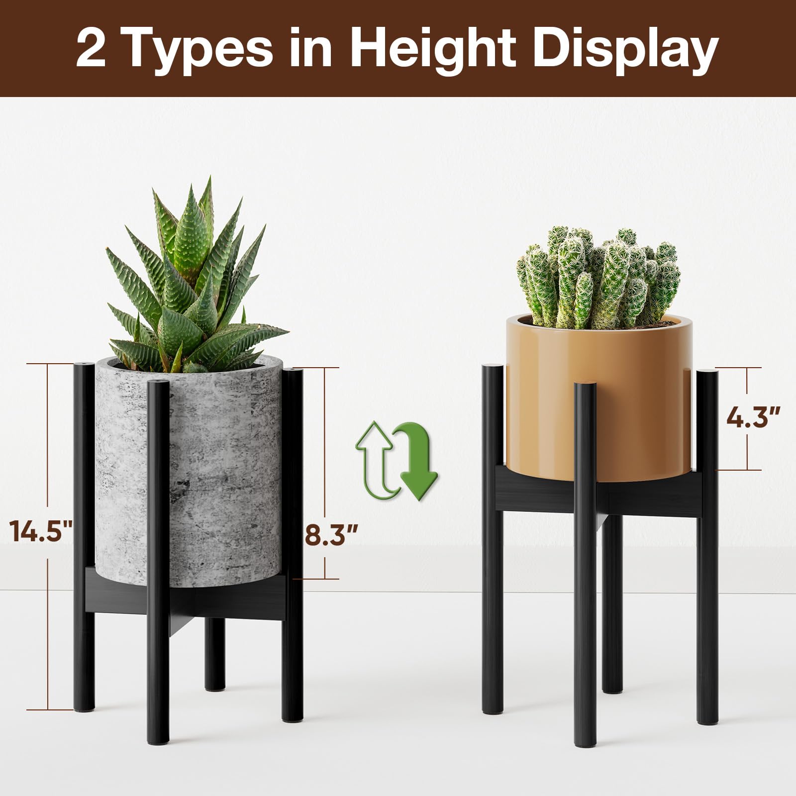 MUDEELA black plant stand in room corner, ideal for elevating greenery.