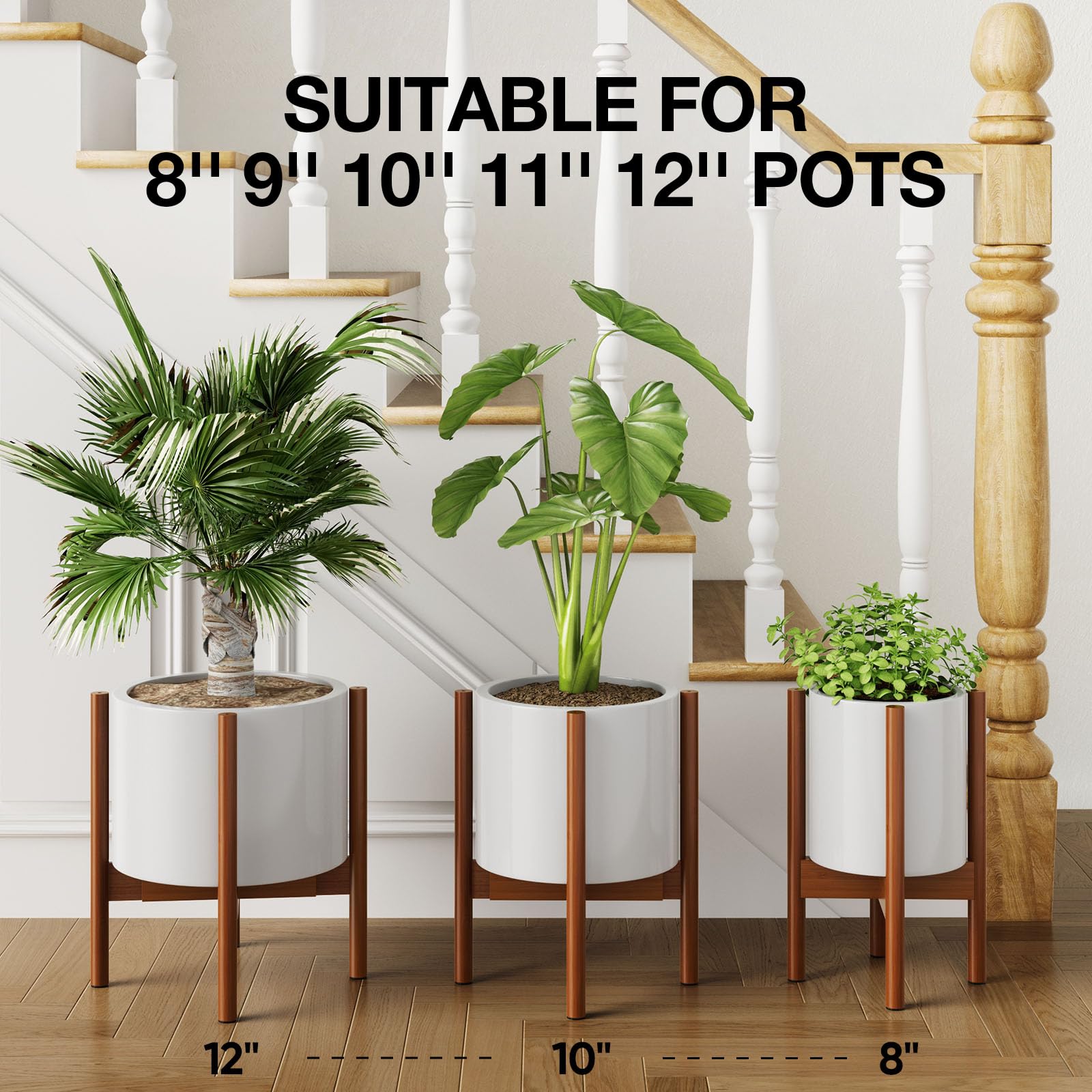 MUDEELA mid-century modern plant stand complements Boho and Nordic interiors.