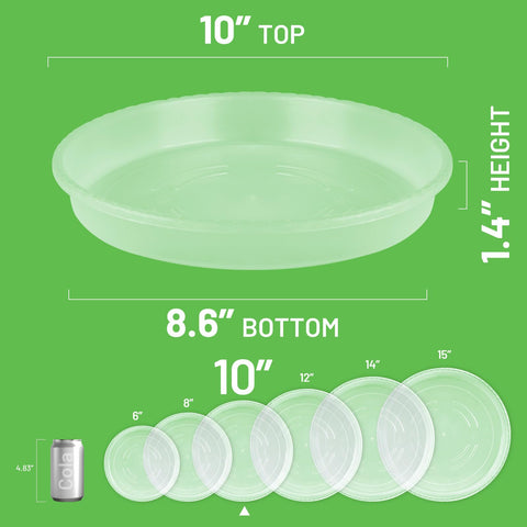 MUDEELA 10-inch plant saucer side view highlighting depth for water catchment