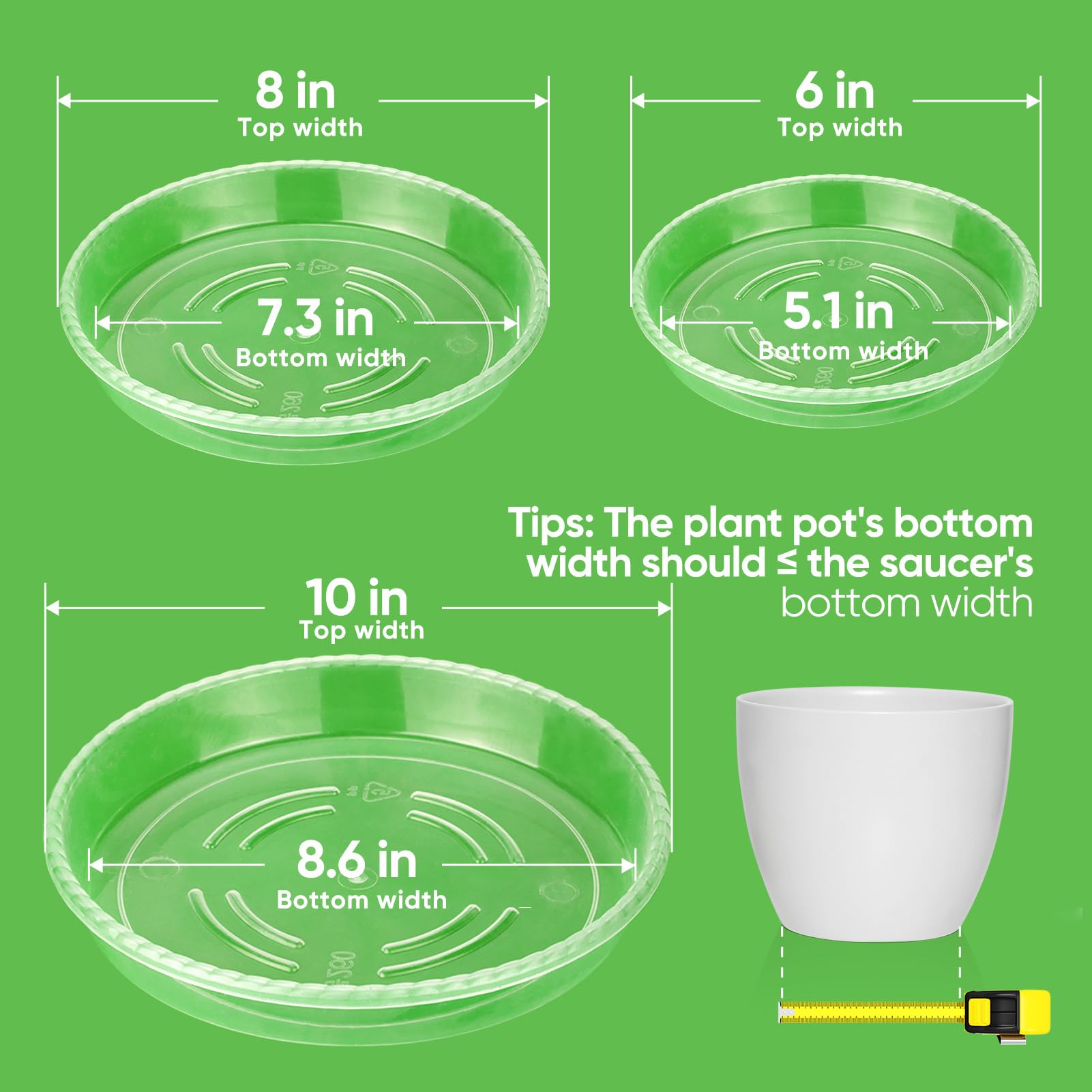 MUDEELA plant saucer 10-inch clear provides elevated design to prevent leaks.