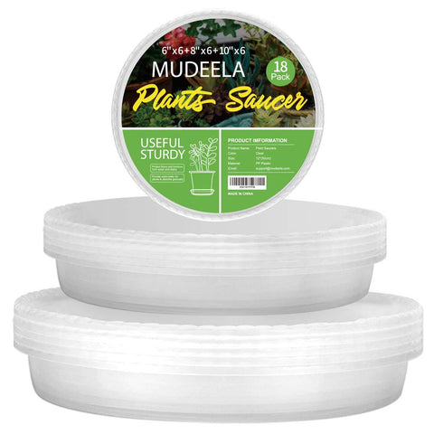 MUDEELA plant saucer 6-inch clear designed to support heavy pots and protect floors.