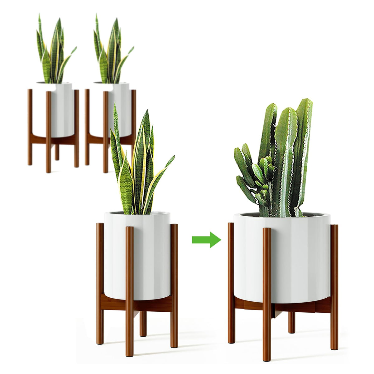 MUDEELA plant stand adjustable width for 8–12 inch pots in living room display.