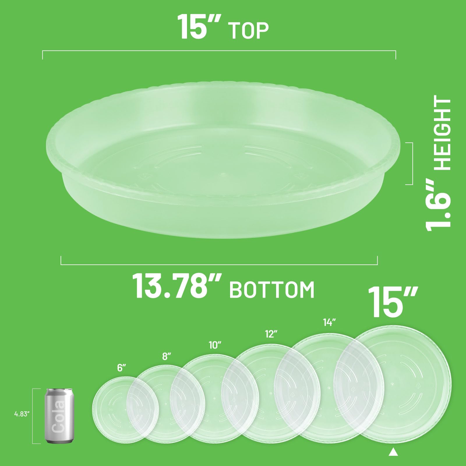 MUDEELA six-pack plant saucers, durable trays ideal for multiple indoor pots.
