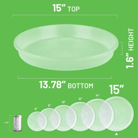 MUDEELA six-pack plant saucers, durable trays ideal for multiple indoor pots.