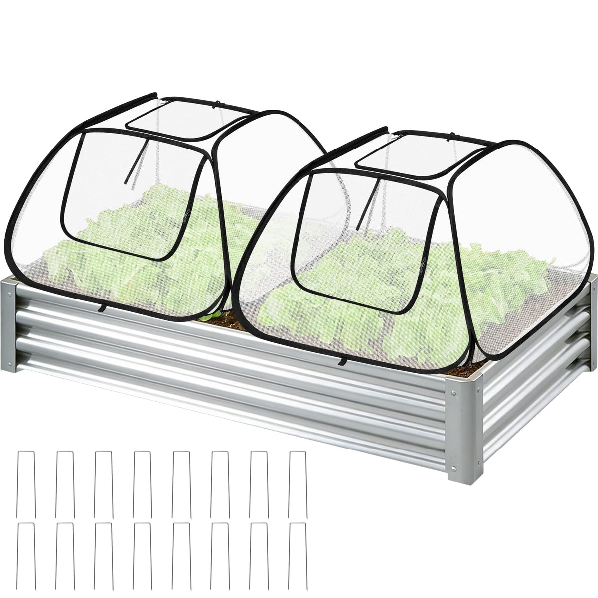 MUDEREK 2-pack garden covers for 6x3ft raised beds with side zippered doors for airflow and protection