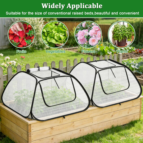 MUDEREK 2-pack garden covers for 6x3ft raised beds with top zippered door for access and ventilation
