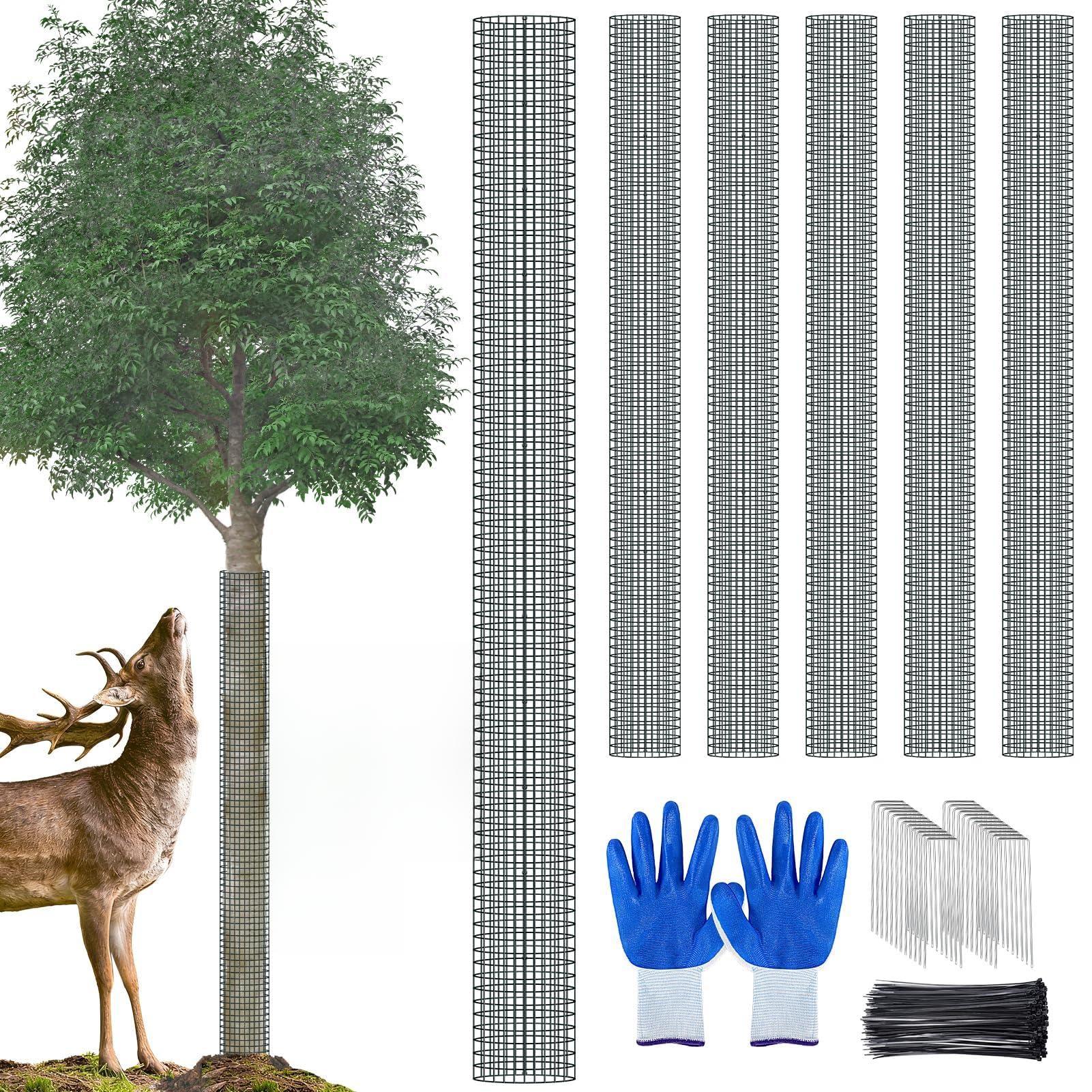 MUDEREK 48-inch tree trunk protector six-pack guards trunks from deer and mower damage.