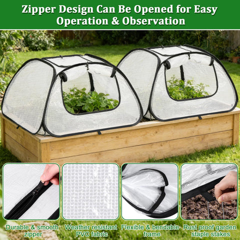MUDEREK raised-bed cover includes ground stakes for wind resistance