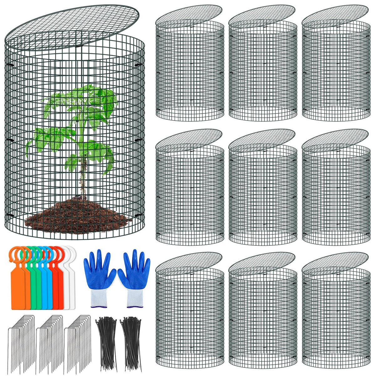 Muderek wire plant protector 16x12 with cover shields seedlings from rabbits