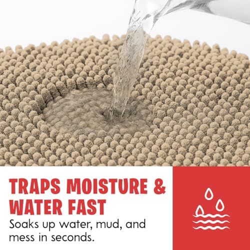 MudGuard Mat features chenille fibers that dry quickly after wet paws.