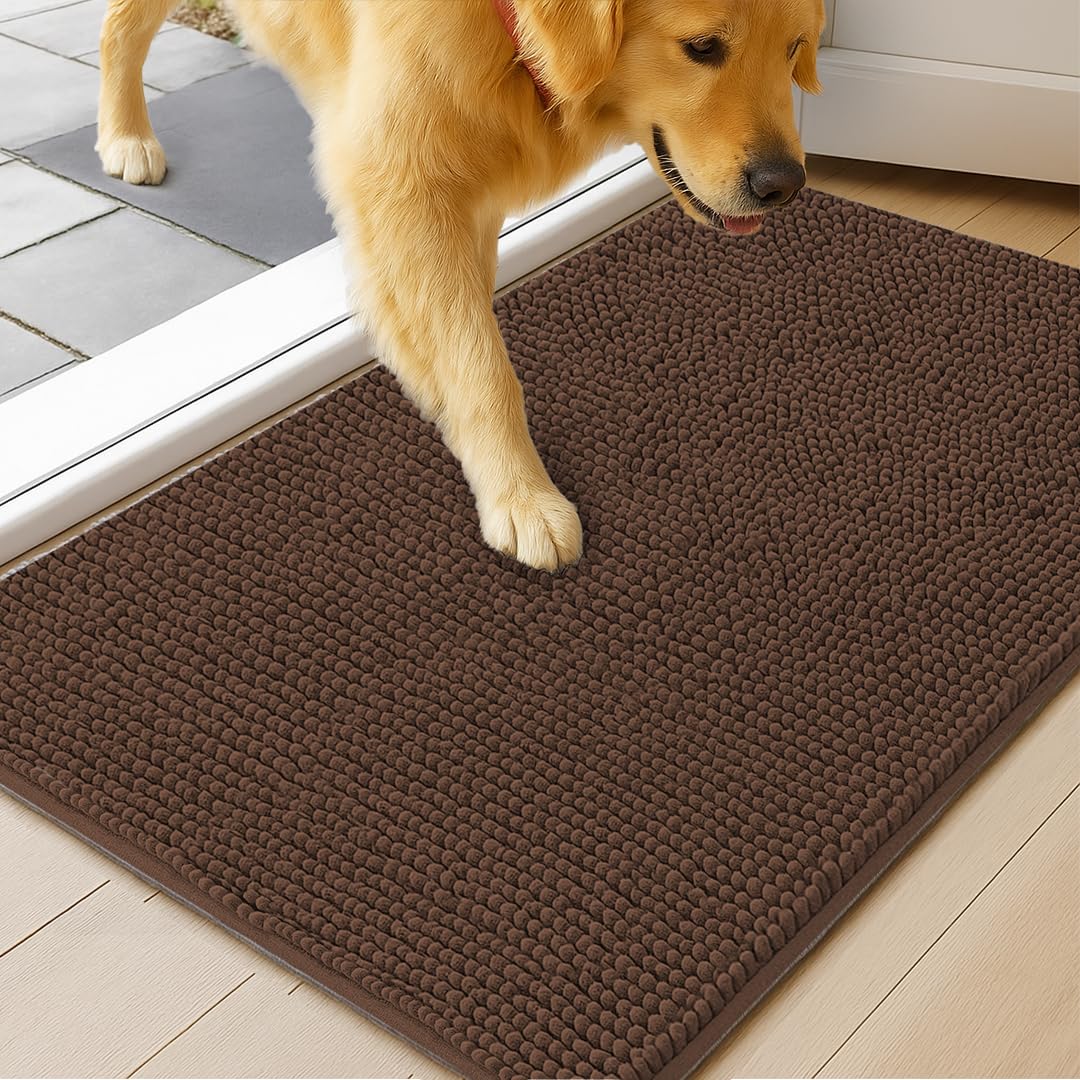MudGuard Mat dog door mat showing microfiber surface absorbing mud at the entrance